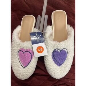 Roller Rabbit x Target Disco Hearts Wave Fuzzy House Slippers Size S 5/6 Wedding